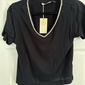 Ramy Brook Black V-Neck Blouse- NWT!